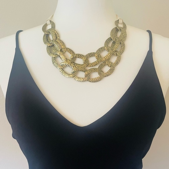 Necklace & Bracelet Set - Avon Western Stars Hammered Brass Links - Picture 5 of 12